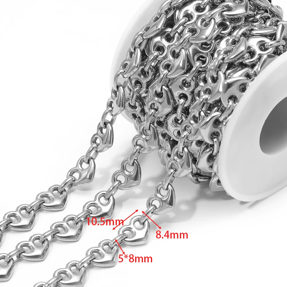 1 meter roestvrijstalen grote hartkettingen vergulde kettingen voor doe-het-zelf punk sieraden maken handgemaakte ketting armband benodigdheden