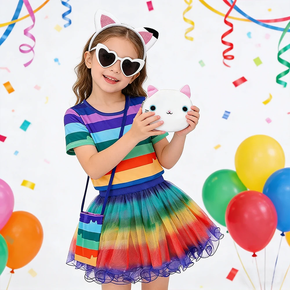 

Rainbow Tutu Princess Dress For Girls Carnival Party Dresses Gabby Dollhouse Cosplay Costumes With Accessories Birthday Outfits