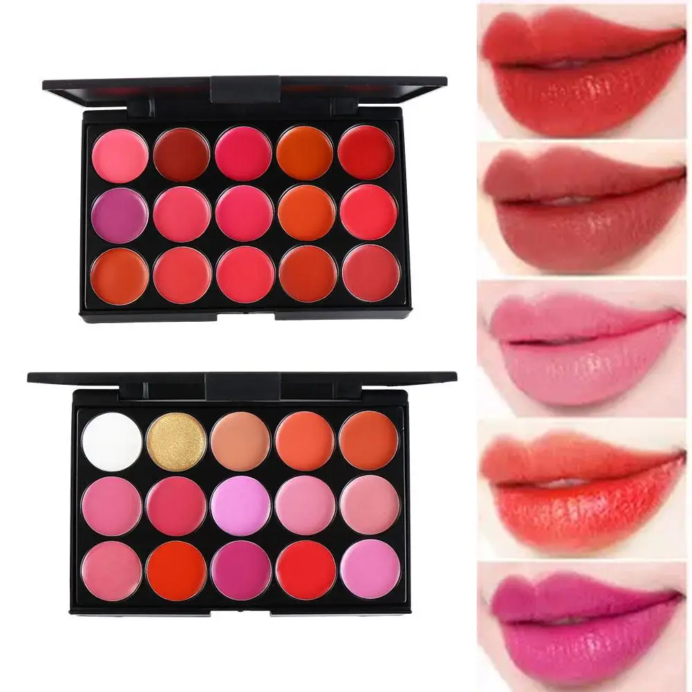 Beauty Non-Sticky Cup Matte Lipstick Palette Long Lasting Waterproof 15 Color Lip Gloss Palette Nude Pink Red Lips Makeup Tool