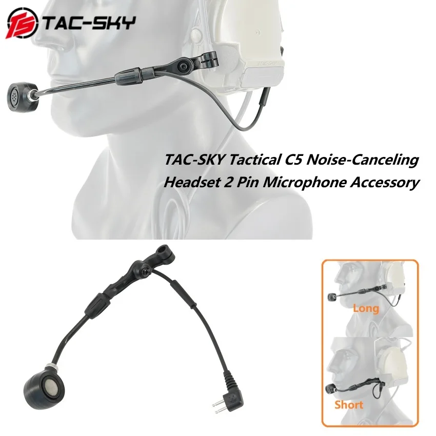 TAC-SKY Tactical C5 Over-Ear Headset with Noise Reduction and 2-Pin Mic Accessories, Compatible with COMTA