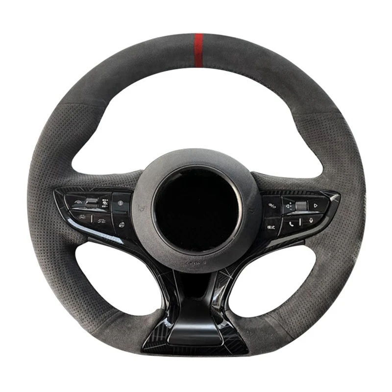 Hand Sewing  Non-Slip Suede Genuine Leather Braid Car Steering Wheel Cover For BYD Seal YUAN Plus 2018-2023 Car Accessories