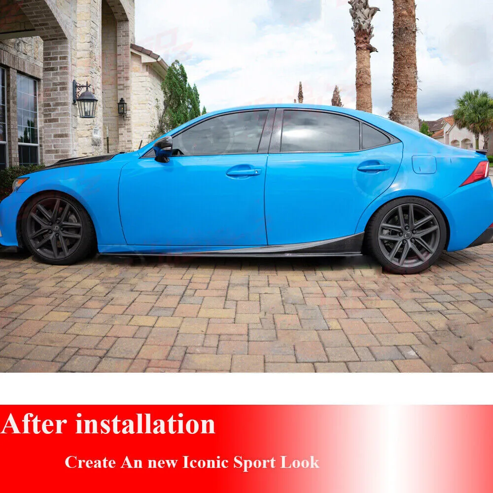 For Lexus IS250 IS350 F Sport 2013 2014 2015 2016 2017 2018 2019 2020 Real Carbon Fiber FIBER Side Skirts Spoiler Lip view 5