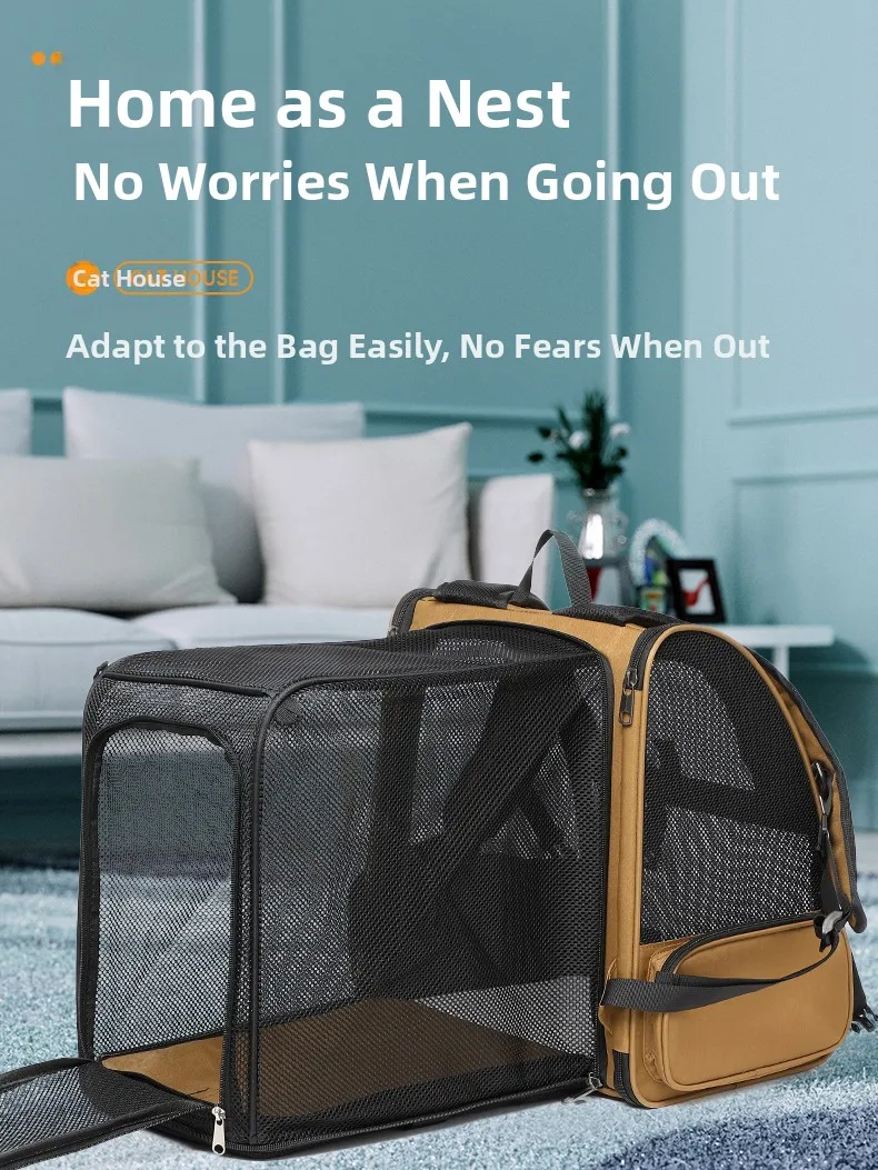 حقيبة أليف صيفية قابلة للتنفس من بابا، حقيبة كلب ممتدة، تهوية شبكية كاملة، حقيبة نزهة مزدوجة الكتف، مستلزمات الحيوانات الأليفة المحمولة... #5