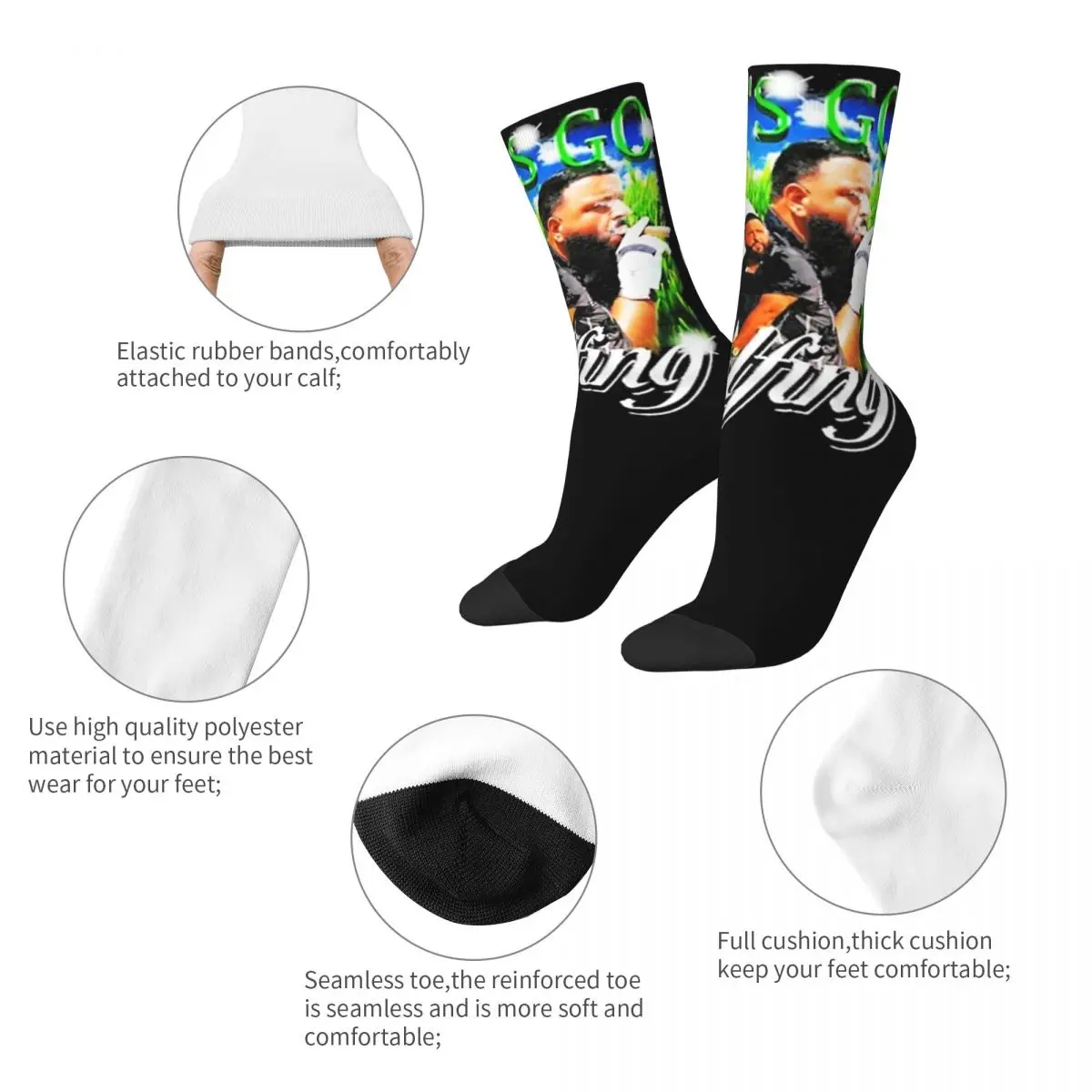 Hip-hop Women Men Dj Khaled Lets Go Golfing Socks Humor Accessories Crew Socks Warm Wonderful Gifts