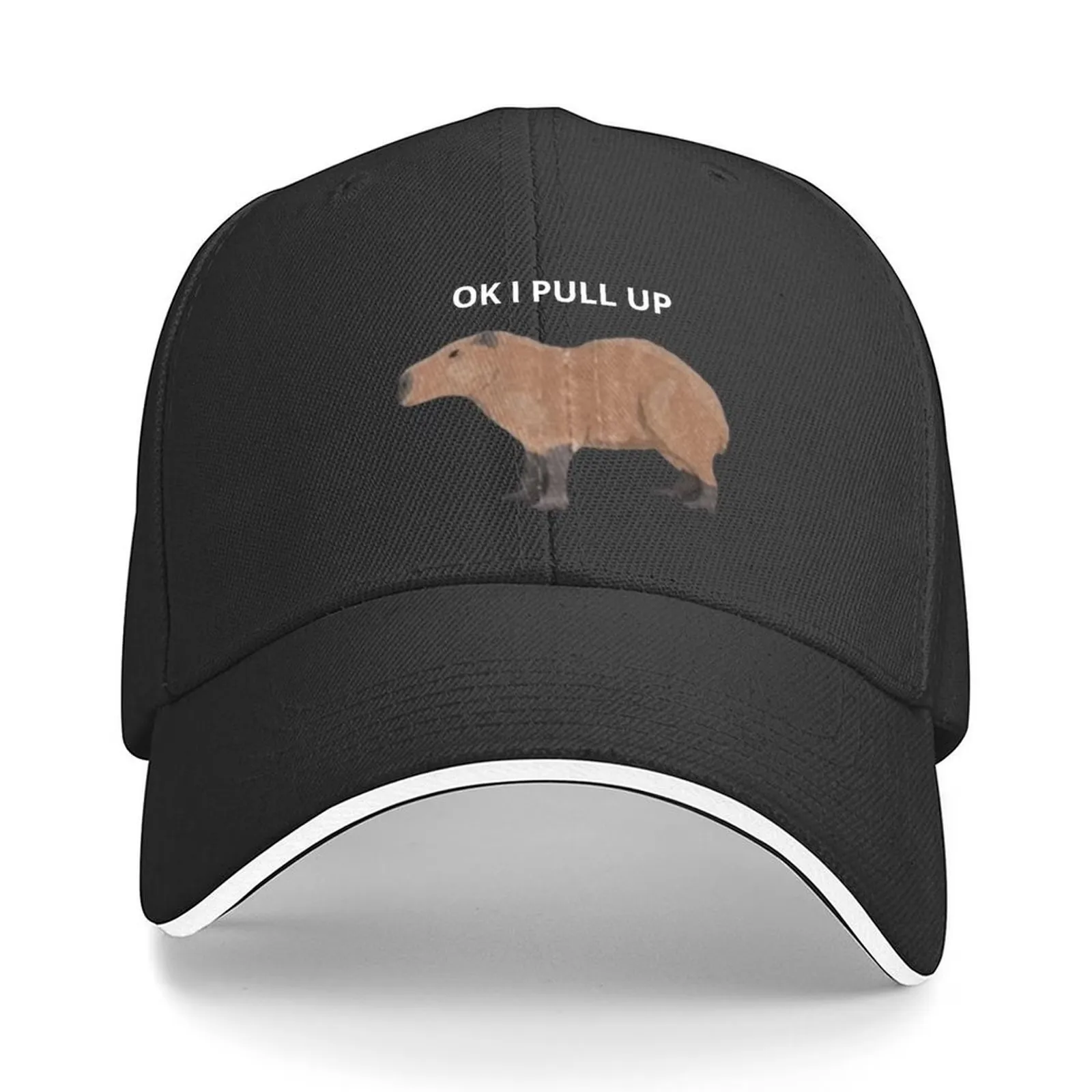 Ok I Pull Up Capybara Funny Animal Baseball Cap Adjustable Polyester Novelty Adult Outdoor Hat