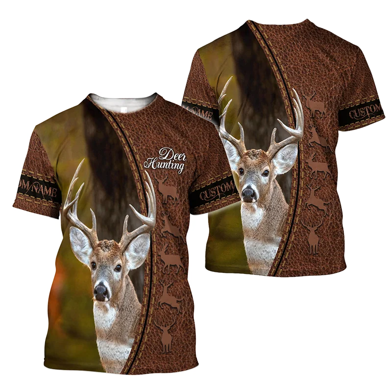 Hunting Deer 3D Printed Men\'s T-shirt Summer Outdoor Sports Short Sleeve Harajuku Top O Neck Oversized T-shirts