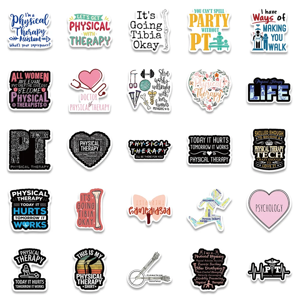 10/30/50PCS Physiotherapy Healthy Waterproof Stickers Car Travel Guitar Laptop Fridge DIY Classic Toy Decal Kid Sticker Gift