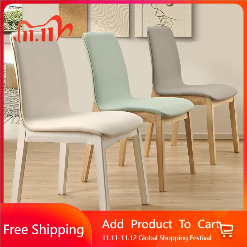 

Minimalist Comfortable Dining Chairs Ergonomic Vintage Vanity Mobile Dining Chairs Waiting Space Saving Wood Sillas Furniture