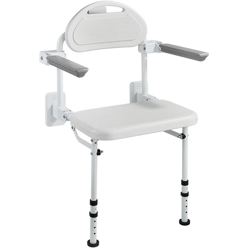 Bathroom folding stool shower seat wall-mounted non-slip the elderly disabled bath sitting stool with armrest back