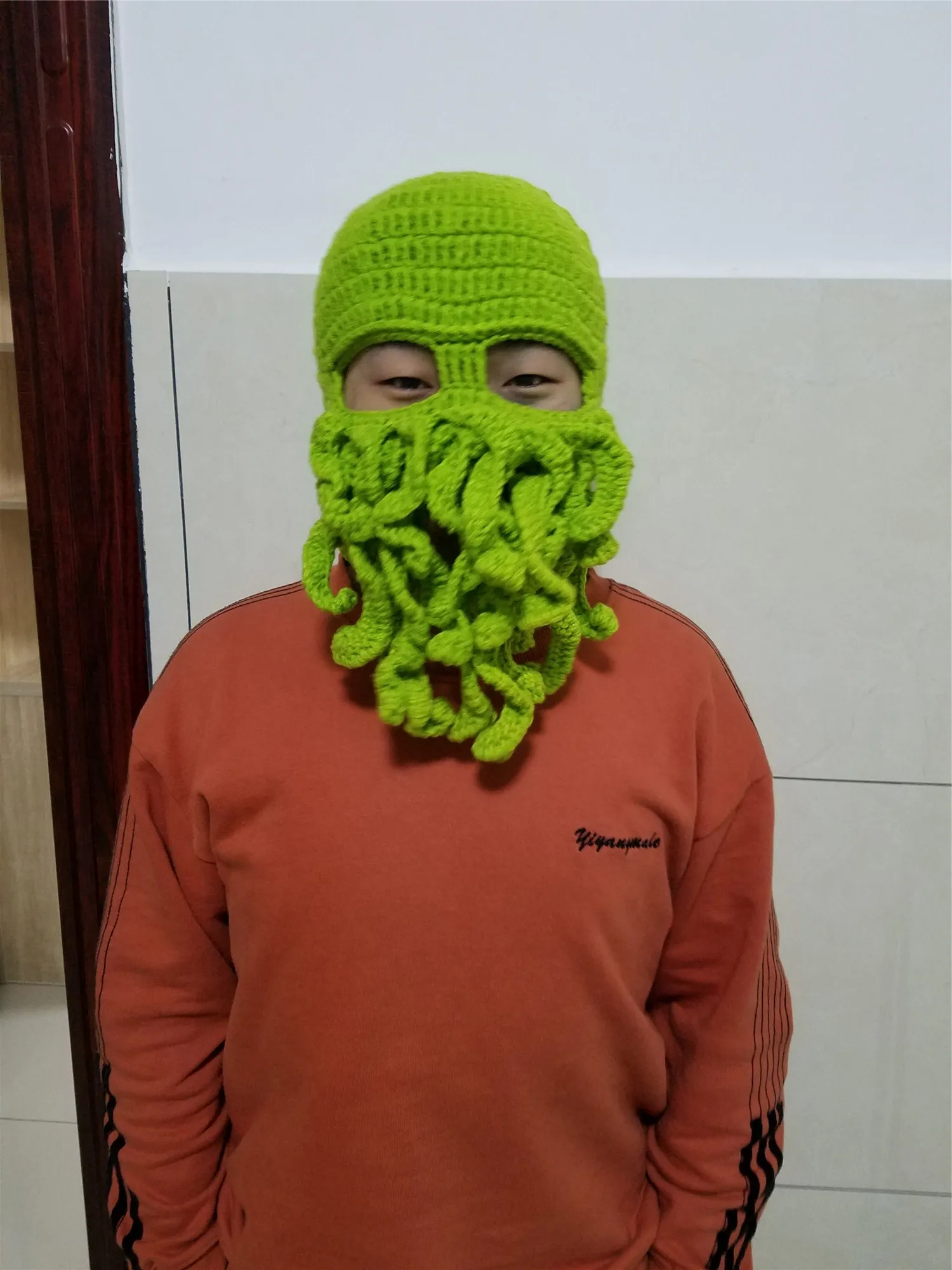 Novidade Handmade Engraçado Tentáculo Chapéu de Polvo para Homens e Mulheres, Crochê, Cthulhu Barba, Gorro, Malha, Máscara de Vento, Halloween