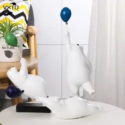 Creative Balloon Bear Resin Ornaments, Home Decor Crafts, Office Desk Figurines Decoration, Bookcase Sculpture, Craft Gift