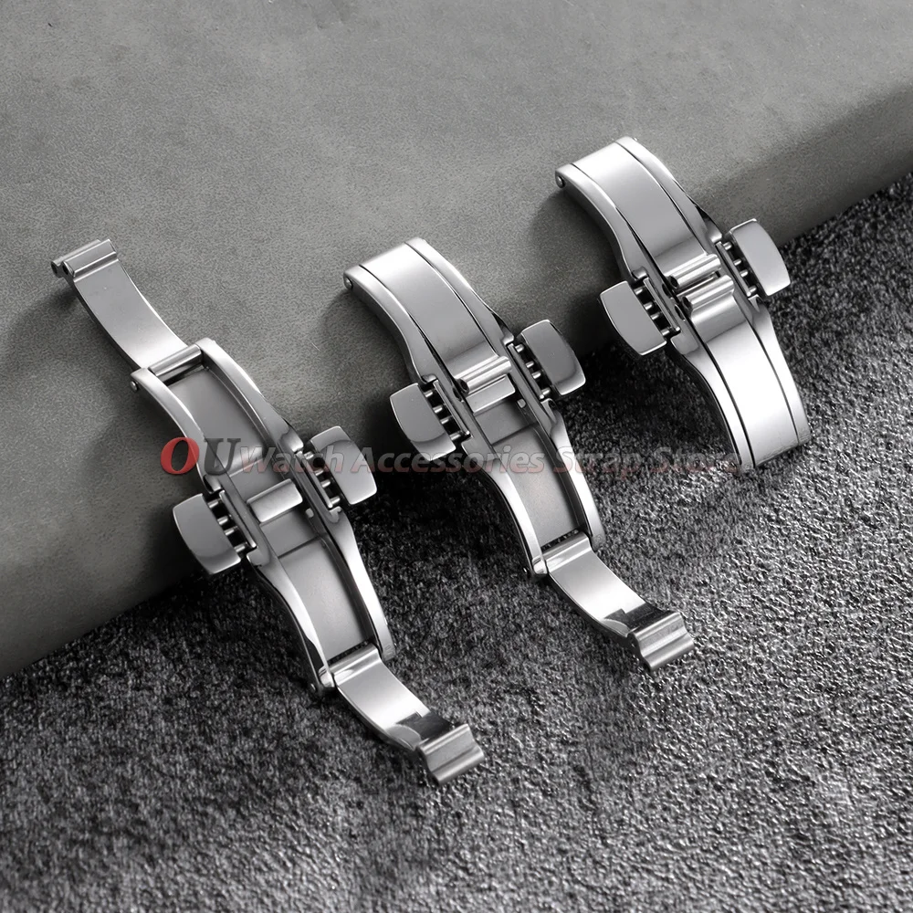 Stainless Steel Butterfly Buckle for Tissot 1853 T035617 T035439 Watch Buckles Double Press Watch Strap Silver Solid Steel Clasp - view 4