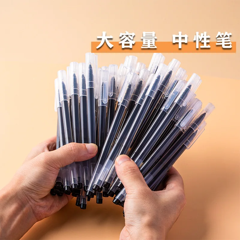 12pcs High-Capacity Roller Ball Pen Full Needle Tube Black Blue Red Zero Point Five Student to Work in an Office Signature Pen