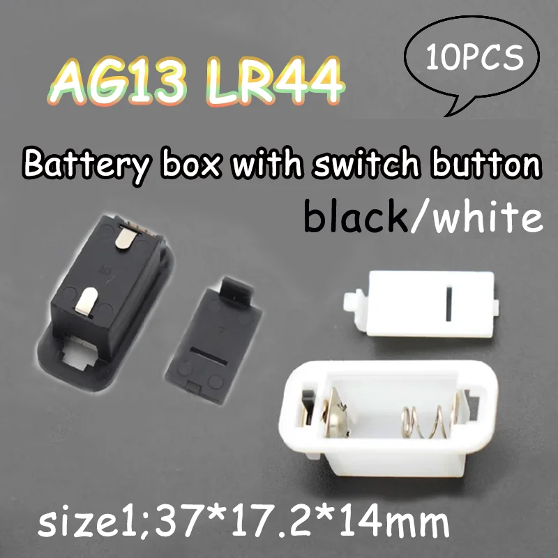 10pcs AG13/ LR44 with switch button battery case Music Flash battery compartment Small electronic housing Without battery