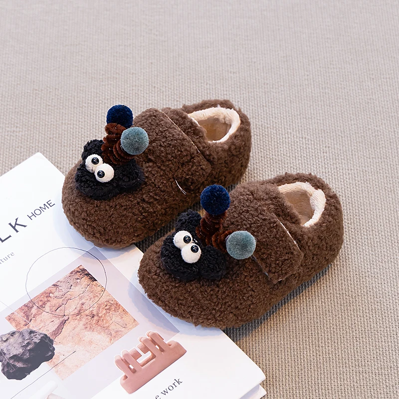 Winter New Children Plush Shoes for Girls Fashion Korean Style Soft Bottom Anti-slippery Versatile Casual Baby Cotton Shoes