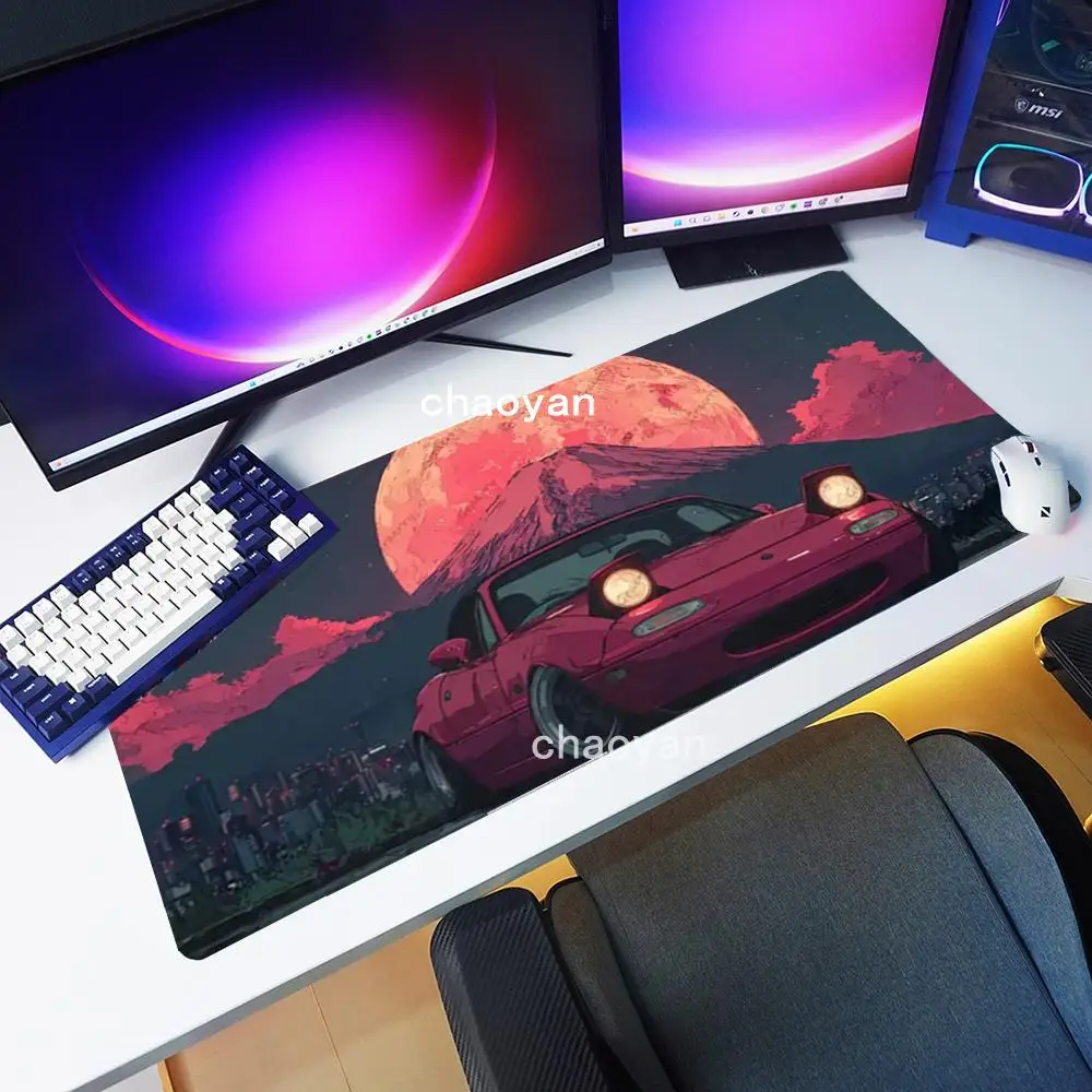 

Sunset sports car landscape mouse pad, computer desktop decoration, rubber material, anti-slip and washable Mouse Pad