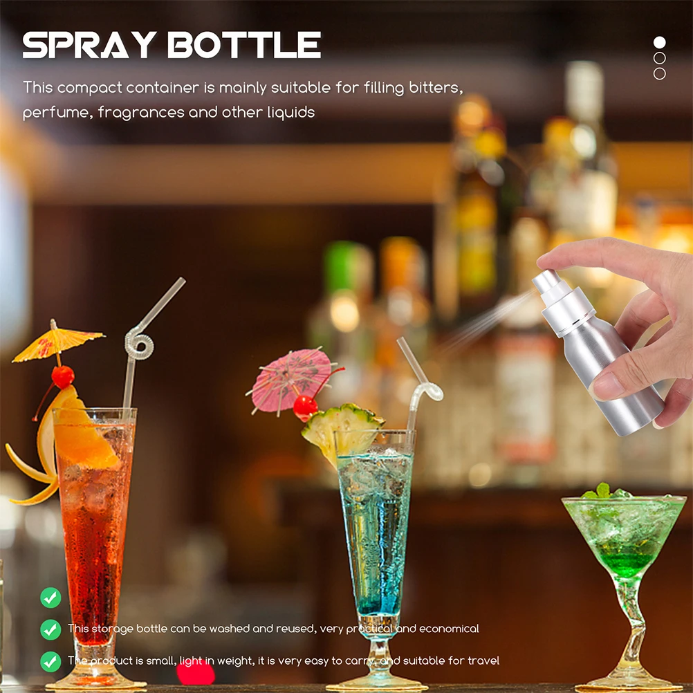 

2pcs Cocktail Atomizer Sprayer Bottles Bar Martini PP Aluminum Travel Size Refillable Bitters Food Grade Spray Enhancer
