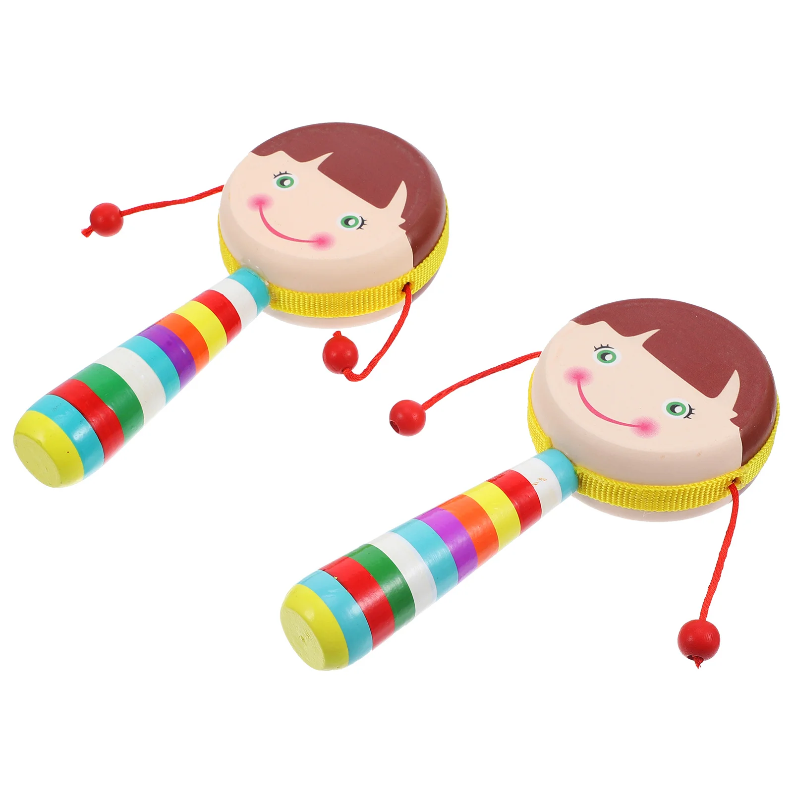 Sonajero de madera para bebé, sonajero de madera portátil con dibujos animados, Musical, desarrollo sensorial infantil, 2 uds.