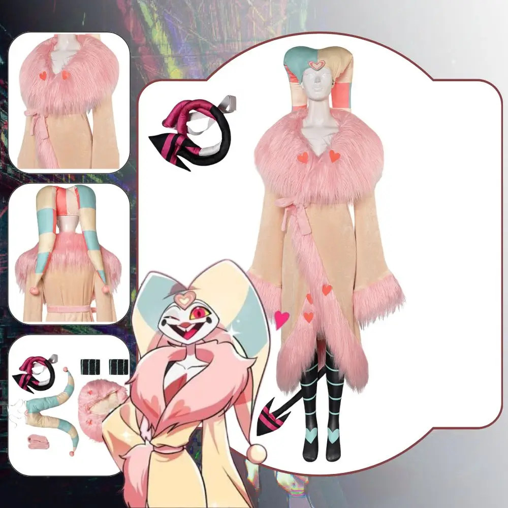 Fizzarolli Helluva Pijama para mulher, fantasia fantasia fantasia, disfarce, roupas, chapéu, roupas Halloween, terno carnaval