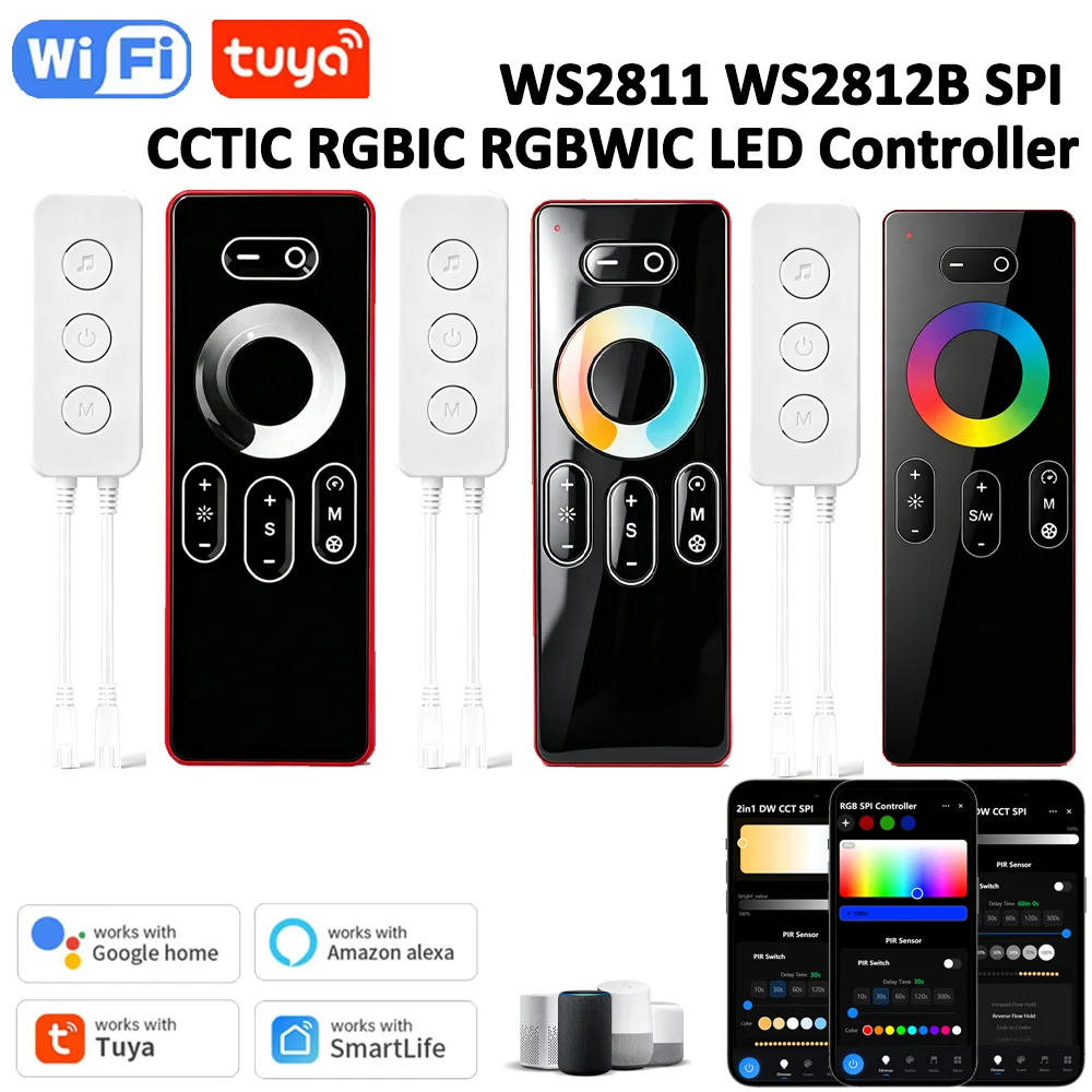 DC5V-24V TUYA WIFI SPI Adressierbarer Controller WS2812B WS2811 CCTIC RGBIC RGBWIC LED-Controller Dimmbar für Alexa Google Home