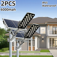 2/1PCS Powerful Solar Light Outdoor Solar Street Light 6000mah Waterproof Automatic Dusk to Dawn Wall Light For Garage Garden