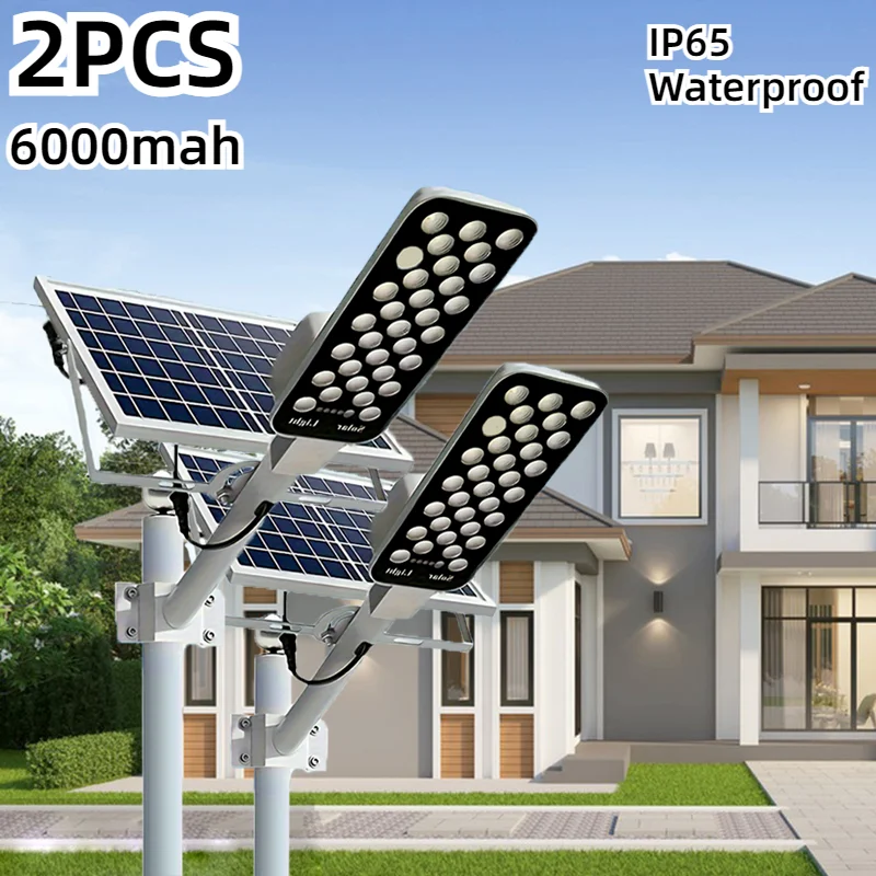 2/1PCS Powerful Solar Light Outdoor Solar Street Light 6000mah Waterproof Automatic Dusk to Dawn Wall Light For Garage Garden