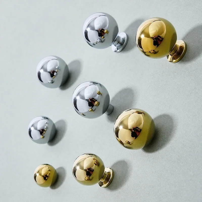 Modern Simple Wardrobe Cabinet Handles French Luxury Mirror Ball Drawer Pulls Furniture Door Handles Solid Brass Hardware Knobs