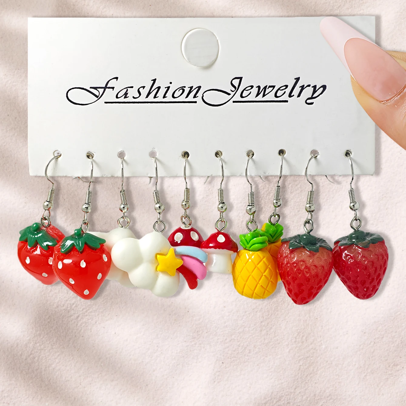 30 قطعة مجموعة أقراط راتينج بسيطة لطيفة مقلد الجبن الفراولة الموز البرتقال الذرة الإبداعية الفاكهة والخضروات أقراط #2