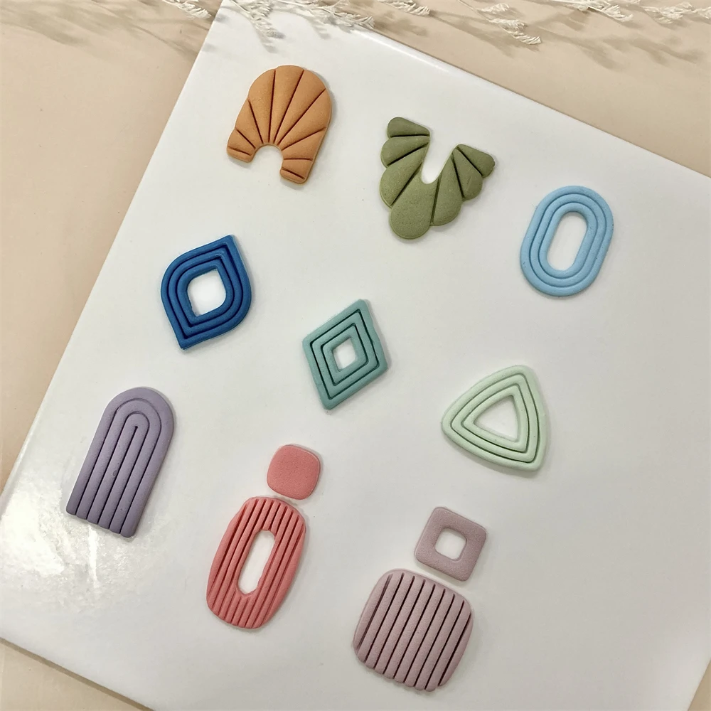 Multilevel Line Design Polymer Clay Mold Geometry Empty Soft Pottery Cutter DIY Handmade Earring Jewelry Cutting Mould Tools