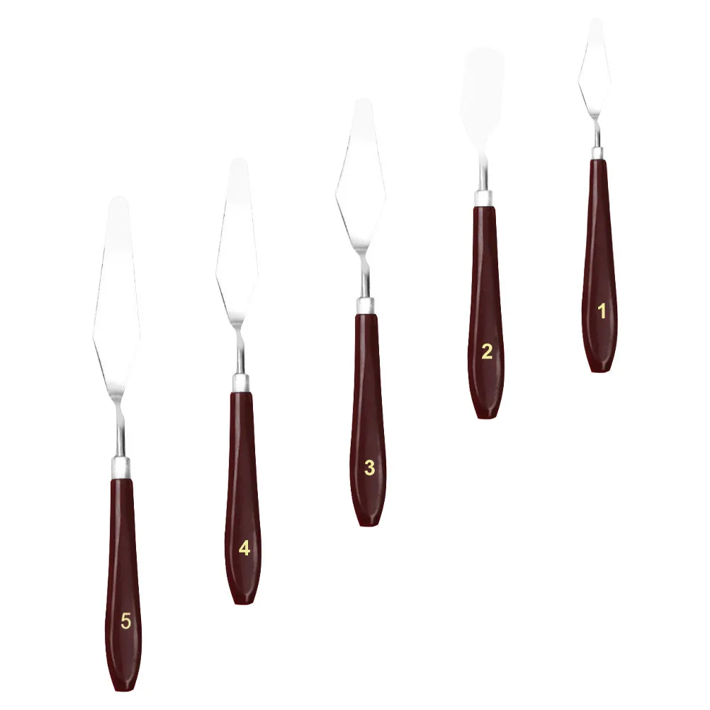 5 قطع من ملاعق الرسم الزيتي المصنوعة من الفولاذ المقاوم للصدأ مجموعة أدوات خلط الألوان للمدرسة والاستخدام الاحترافي وملعقة الرسم الزيتي #3