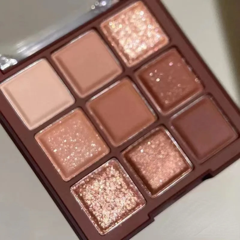 9 Kleuren Chocolade Oogschaduwpalet Matte Glinsterende Oogschaduw Palet Langdurige Charmante Ogen Make-Up Palet Cosmetica