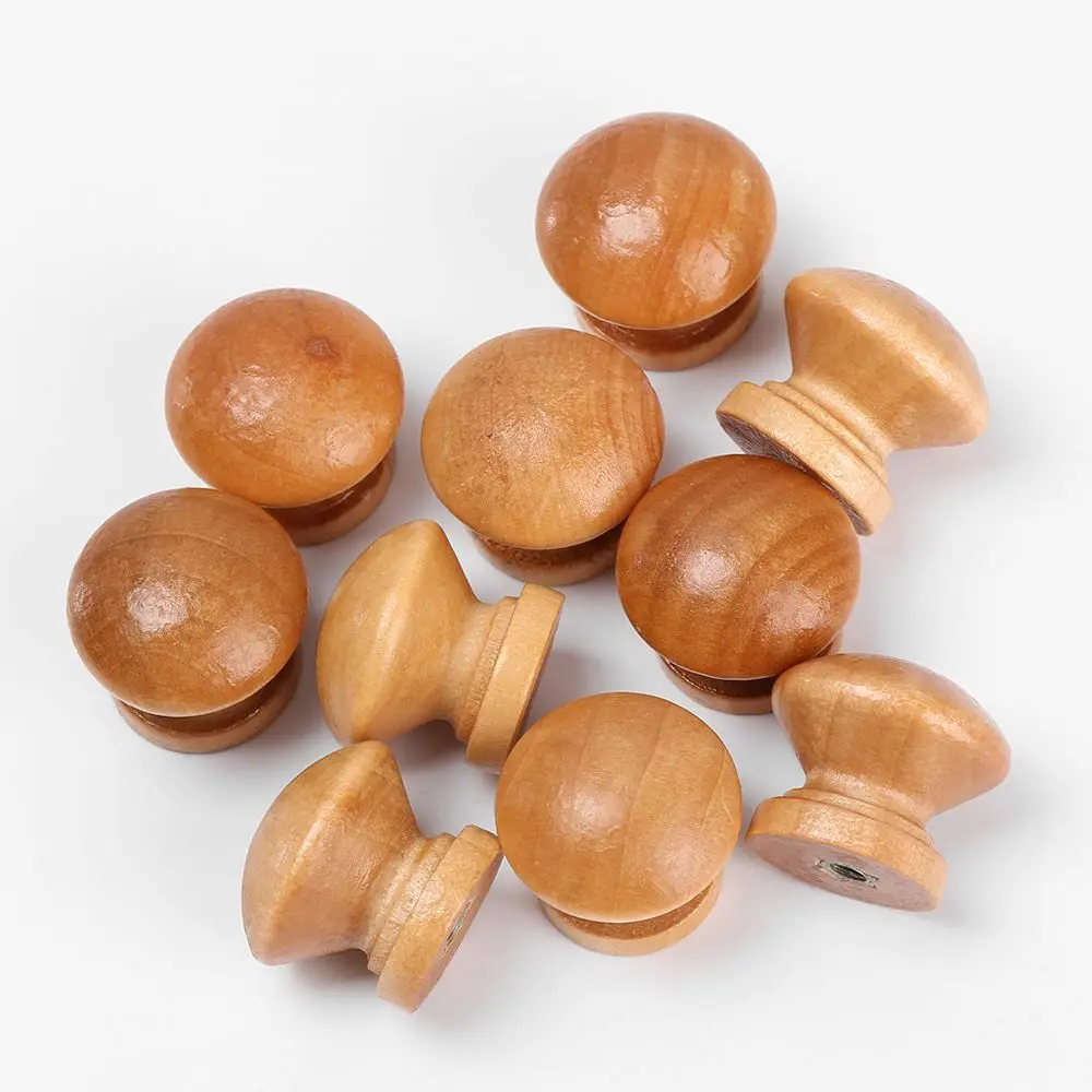 10pcs/lot High Quality Natural Wooden Cabinet Knob Round Shape Drawer Wardrobe Door Pull Handle Furniture Hardware