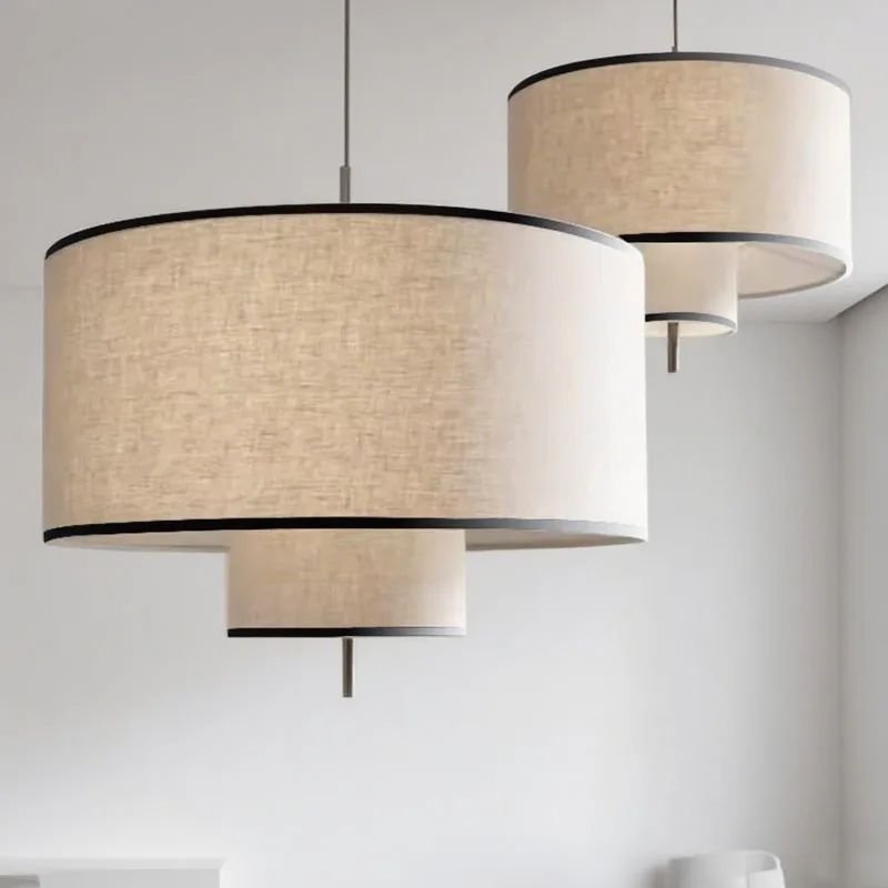 

40 50 60 см подвесной светильник из льняной ткани E27 Япония Гостиная Спальня Крытая люстра Led Ресторан Магазин Бар Подвесные светильники