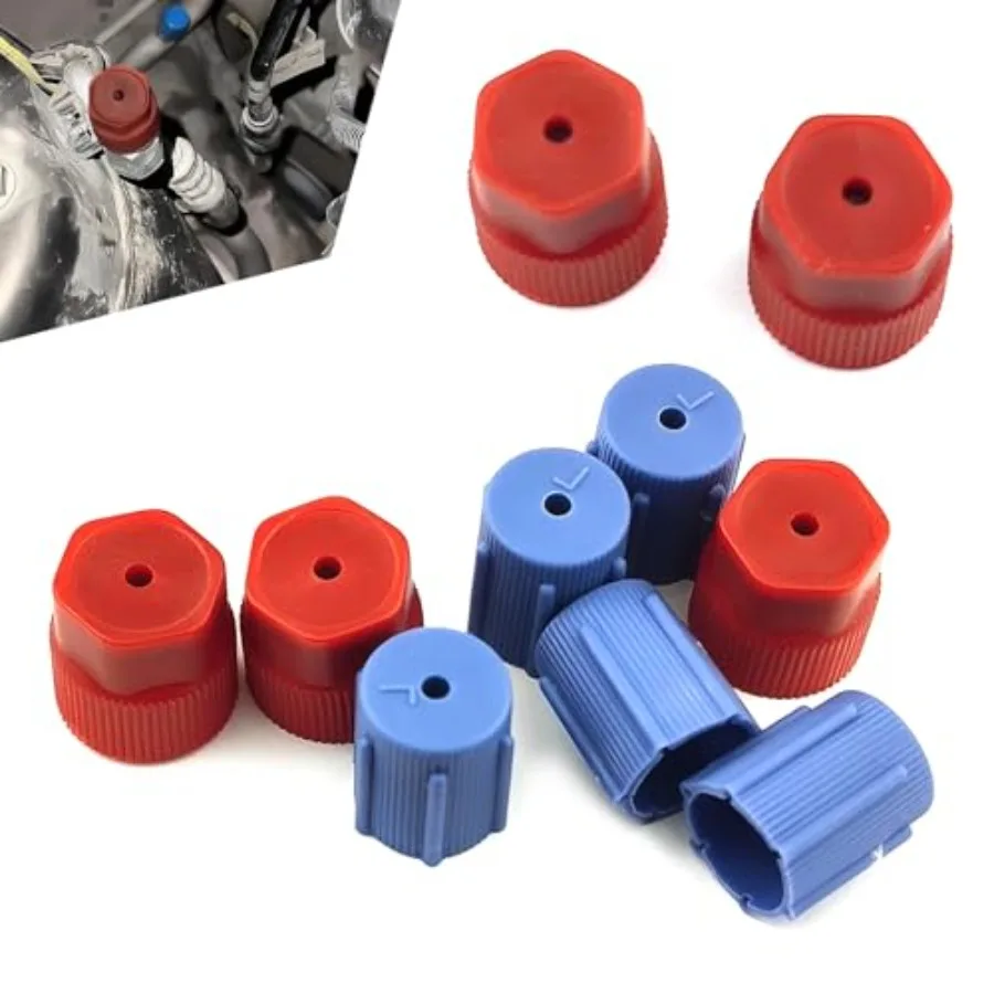 

10 PCS Car Air Conditioning System Port Caps, 13 mm Low Side and 16 mm High Side Sealing Caps, A/C Valve Leak Prevention Cover