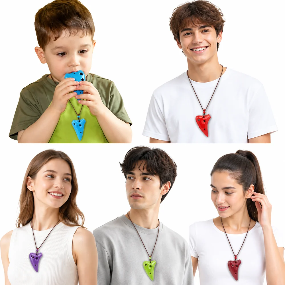 Gifts 6 Holes Ceramic Ocarina Mini Playable Ocarina Pendant Hang Rope Included Pottery Flute Stage Performance