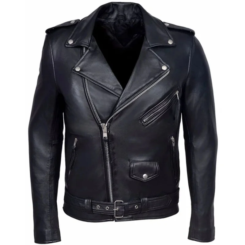 Chaqueta de cuero sintético para hombre, abrigo informal de motocicleta, ajustado, con cuello, a la moda