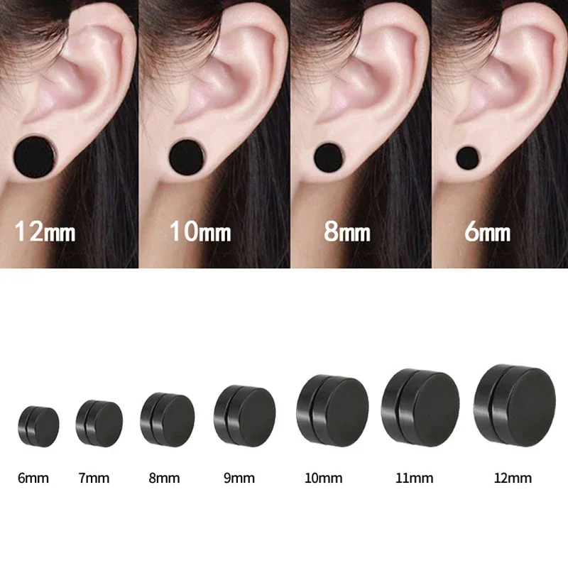 

Charmsmic 1 Pair Mens Magnetic Stud Earrings Korean Hiphop Rock Non Pierced Women Black 6mm 8mm 10mm 12mm Clips Ear Jewelry