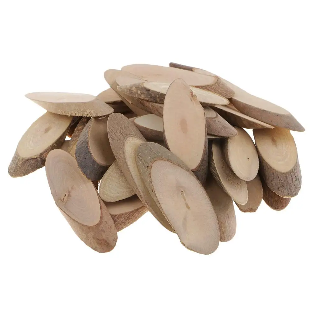 30pcs Rustic Natural Wooden Oval for crafts Wedding Centerpieces