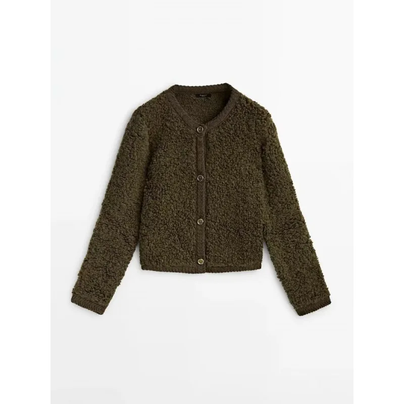 Autumn and  knitted winter new button-trimmed terry yarn jacket