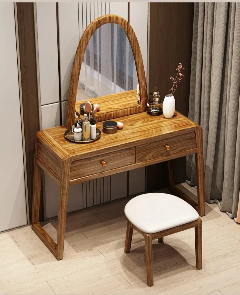 

ZH Ebony dressing table and chair combination new Chinese bedroom with mirror dressing table