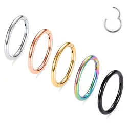 Hinged Nose Ring Hoop Septum Hoop  Ring Tragus Rook Ring Piercing Jewelry Lip Labret Ring Clicker Cartilage Earrings Women Gift
