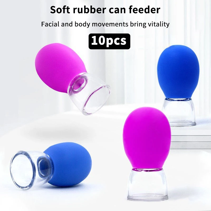 10Pcs Silicone Cupping Massage Cup For Body Face Neck Eye Massager Vacuum Tank Body Facial Care, Anti-aging Beauty Tool