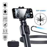 8mm Lens 360 Degree 2 Way Rotary Articulating Industrial Endoscope Camera Car Repair Inspection Borescope with 8 LED 4.3 \