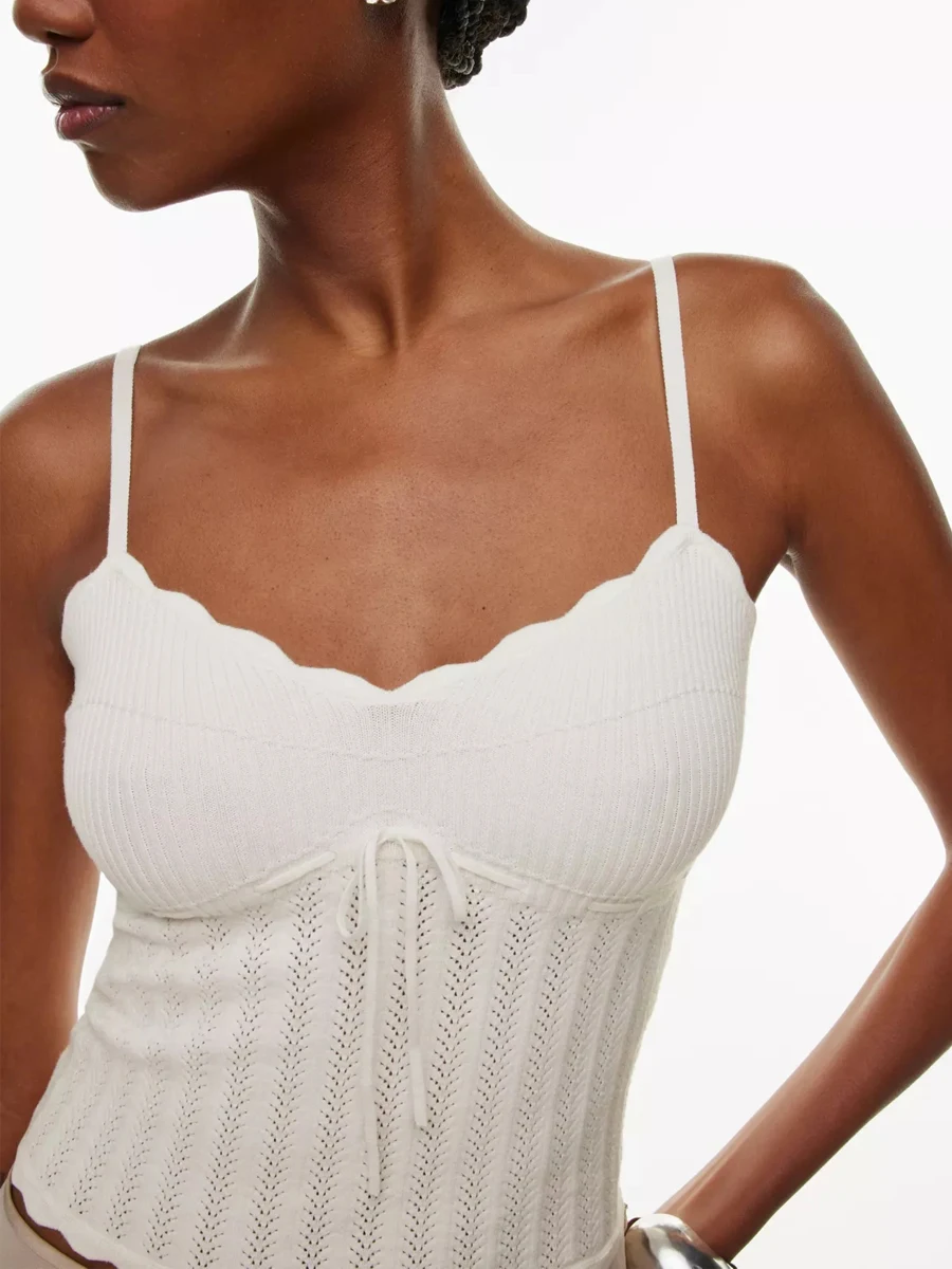 

Aritzia Wilfred ell Knot Lace Knitted Tank Top Women's Faion Commute Sle ort Length Color