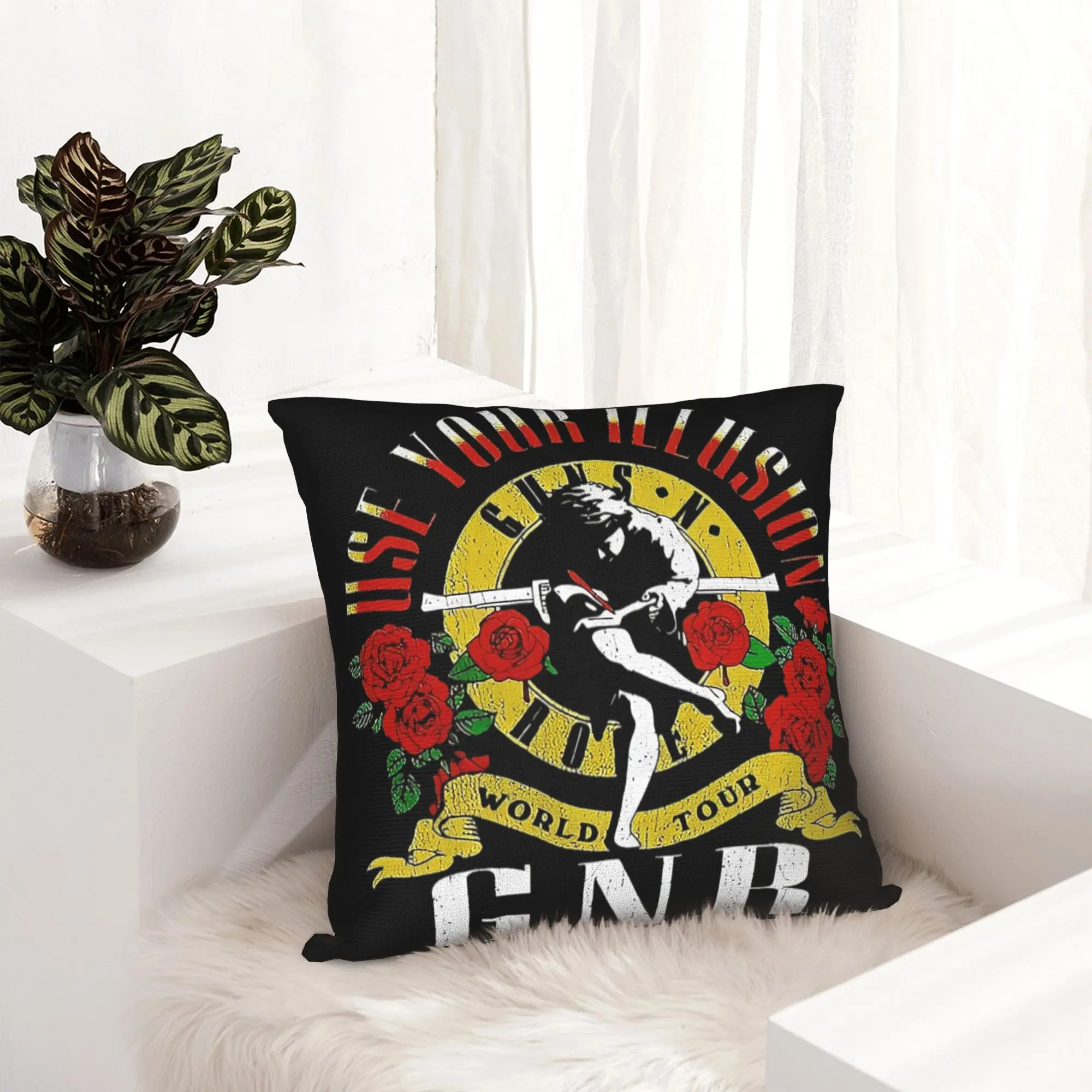 G-Guns N Roses Metal Rock  Pillowcase Double-sided Printing Polyester Cushion Cover Gift  Throw Pillow Case Cover Home Zippered