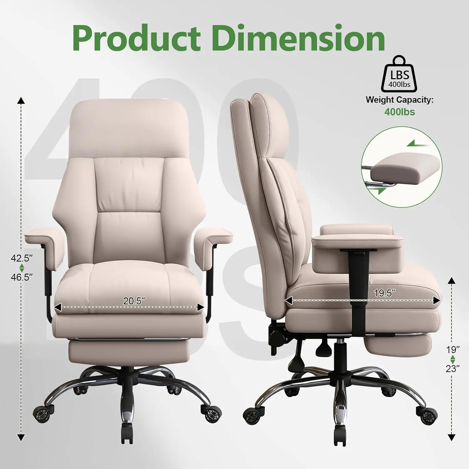 Office Chair Comfortable Executive Desk Chair with Foot Rest, Adjustable Height Home Computer Chair High Back, Customized