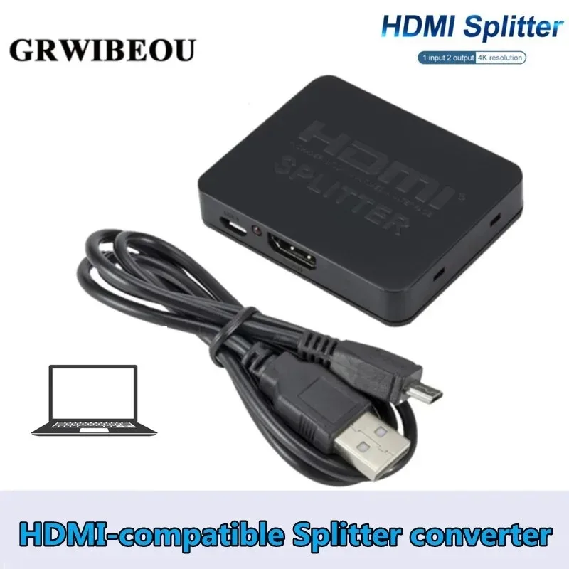 

GRWIBEOU Hdmi Splitter 1 in 2 out 1080p 4K 1x2 Stripper 3D Splitter Power Signal Amplifier 4K HDMI Splitter For HDTV Xbox PS3