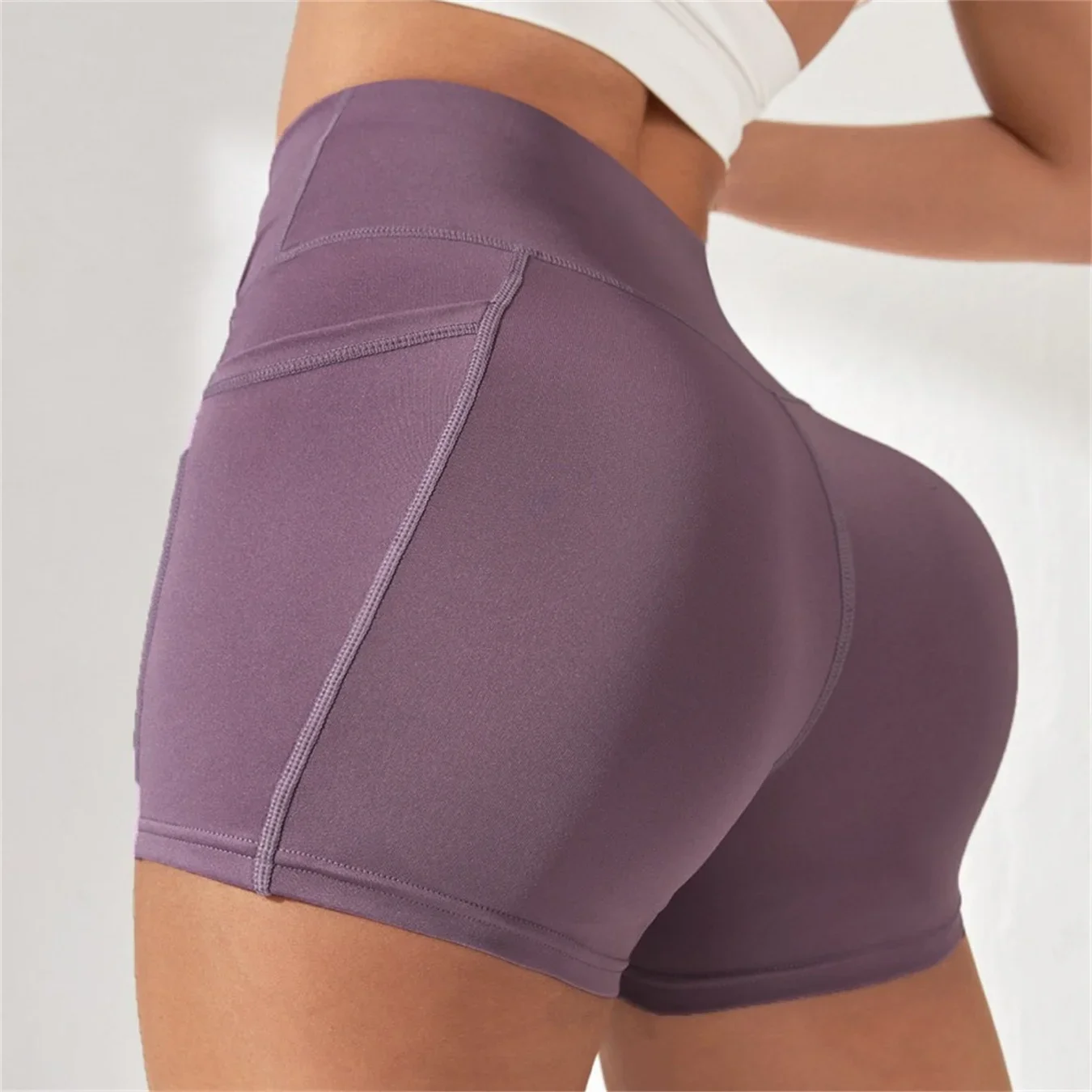 Womens Crossover Biker Shorts High Waist Booty Yoga Workout Athletic Running Spandex Shorts Scrunch Butt Leggings Female Clothes