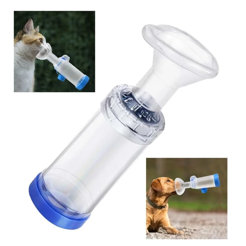 Handhold Cats Inhaler Spacer with Clear Mask Nebulizer for Animal Breathing Problem Easy Medication Administration