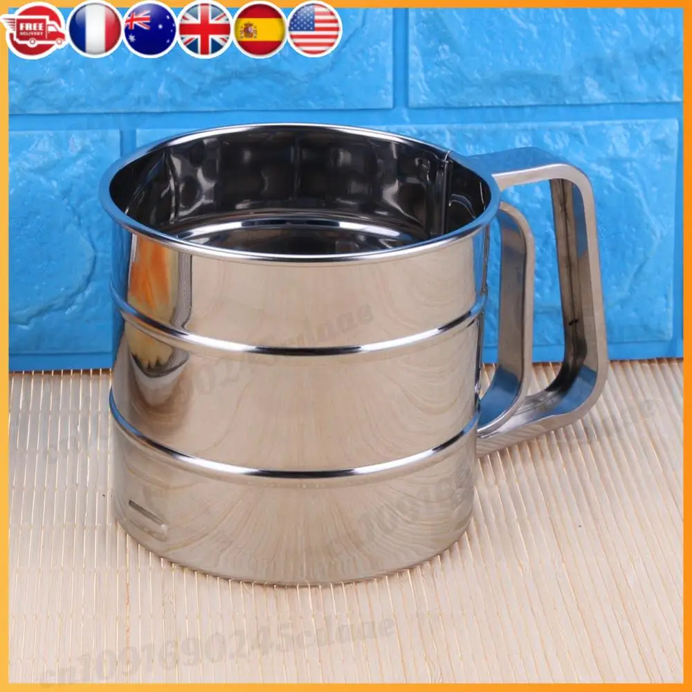 

Flour Mesh Sieve Multi-Function Stainless Steel Sifter with Hand Press Design Flour Strainer Semi Automatic for Home Kitchen